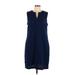 Liz Claiborne Casual Dress - Shift Crew Neck Sleeveless: Blue Print Dresses - Women's Size Large