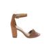 Jessica Simpson Heels: Brown Solid Shoes - Women's Size 6 - Open Toe