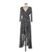 G by Giuliana Rancic Casual Dress - Midi V Neck 3/4 sleeves: Gray Dresses - Women's Size Medium