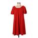 TeXTURE & THREAD Madewell Casual Dress - Mini Scoop Neck Short sleeves: Red Print Dresses - Women's Size X-Small