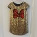 Disney Dresses | Disney Minnie Mouse Gold Sequin Dress For Girls. | Color: Black/Gold/Red | Size: 4g