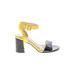 Laura Biagiotti Heels: Black Print Shoes - Women's Size 36 - Open Toe