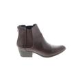 Esprit Ankle Boots: Chelsea Boots Chunky Heel Casual Brown Solid Shoes - Women's Size 7 - Almond Toe