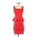 Alice + Olivia Cocktail Dress - Party Square Sleeveless: Red Print Dresses - Women's Size 0