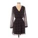 Express Outlet Casual Dress - Mini V-Neck Long sleeves: Black Dresses - Women's Size X-Small