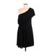 Zara Collection Casual Dress - Mini One Shoulder Short sleeves: Black Print Dresses - Women's Size Medium