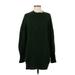 Casual Dress - Sweater Dress Crew Neck Long sleeves: Green Print Dresses - Women's Size Medium