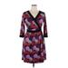 Lucie Lu Casual Dress - Fit & Flare V-Neck 3/4 sleeves: Purple Polka Dots Dresses - Women's Size 1X