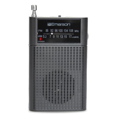 Emerson Portable AMFM Radio with Built-In Speaker and Easy Removable Belt Clip