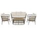 4-Piece Rattan Outdoor Patio Conversation Set with Seating Set for 5 and Coffee Table for Porch, Backyard & Garden