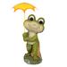 Smiling Frog with Yellow Umbrella Statue