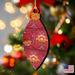 Handcrafted Floral Wooden Drop Ornaments 5.5" - Red - Set of 2