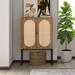 2 Door High Cabinet,Natural Rattan 2 Door high cabinet, Built-in adjustable shelf,Free Standing Cabinet for Living Room Bedroom