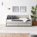 Twin/Full/Queen Size Upholstered Daybed with 2 Drawers, Linen Fabric Upholstered Sofa Bed, Wheeled Storage Daybed w/ Wood Frame