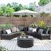 6-Pieces Patio Outdoor Half Round Rattan Sectional Sofa, PE Wicker Conversation Set with Round Storage Table