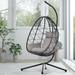 Egg Chair with Stand, Outdoor Swing Chair, Patio Wicker Hanging Egg Chair for Bedroom Living Room Balcony