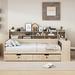 Full Size Wooden Daybed Frame with Storage Shelves,Study Desk and 2 Drawers