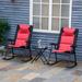 3-Pieces Outdoor Furniture Set with 2 Folding Rockers & Coffee Table