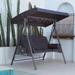 PURPLE LEAF Outdoor Navy Blue Patio Porch Swing with Stand, Chair with Adjustable Tilt Canopy