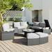 10-Piece Outdoor Half Round Sectional Sofa, PE Wicker Conversation Set