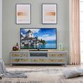 LORENZO TV Cabinet Painted Light Luxury Cabinet 70.9" W Storage Credenza Wood in Brown/White/Yellow | 23.6 H x 70.9 W x 15.7 D in | Wayfair