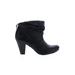 BCBGeneration Ankle Boots: Slouch Chunky Heel Casual Black Print Shoes - Women's Size 9 1/2 - Round Toe