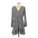 ABound Casual Dress - Wrap V-Neck Long sleeves: Gray Dresses - Women's Size Large