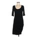 Banana Republic Casual Dress - Sheath Scoop Neck 3/4 sleeves: Black Print Dresses - Women's Size Medium