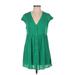Vanessa Virginia Casual Dress - A-Line: Green Solid Dresses - Women's Size X-Small