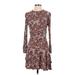 Knox Rose Casual Dress - Mini Crew Neck 3/4 sleeves: Brown Print Dresses - Women's Size Small