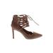 Nine West Heels: Pumps Stilleto Cocktail Party Brown Print Shoes - Women's Size 8 1/2 - Pointed Toe