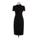 Maggy London Casual Dress - Midi High Neck Short sleeves: Black Solid Dresses - Women's Size 4