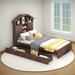 Gracie Oaks Nadelie Bookcase Bed Wood in Brown | 48.8 H x 40.6 W x 80 D in | Wayfair EFE712881DFC4128B890FE36472B8265