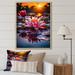 Ebern Designs Lotus Pond at Sunset - Print Metal in Blue/Orange/Pink | 40 H x 30 W x 1.5 D in | Wayfair A302EE34A3224C12AEBBA5BE5A3F60CC