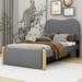Wrought Studio™ Gulbranson Upholstered Panel Bed w/ Wood Supporting Feet & Trundle Upholstered in Gray | 44.1 H x 40.9 W x 79.9 D in | Wayfair