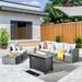 Red Barrel Studio® Aliva 4 - Person Outdoor Seating Group w/ Cushions in Gray | 25.23 H x 84.74 W x 29.56 D in | Wayfair