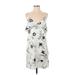 Alice + Olivia Casual Dress - Mini Plunge Sleeveless: Ivory Floral Dresses - New - Women's Size Small