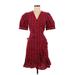 Draper James Casual Dress - Mini V-Neck Short sleeves: Red Print Dresses - Women's Size 6