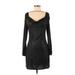 Guess Casual Dress - Sheath Cowl Neck Long sleeves: Black Print Dresses - Women's Size Small