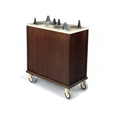 Forbes Industries 5427 Mobile Plate Dispenser Cart w/ (2) Self Elevating Dispensers - Heated, Wood Veneer, Brown