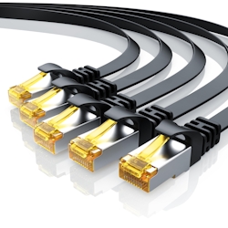 Primewire 5x LAN-Kabel CAT.7, RJ-45 (Ethernet), CAT 7 Flachband U/FTP Gigabit Netzwerkkabel 10 Gbit/s Patchkabel - 0,25m Image