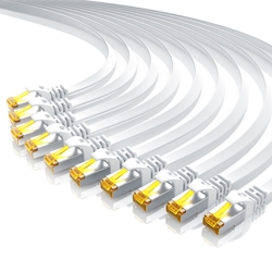 Primewire 10x LAN-Kabel CAT.7, RJ-45 (Ethernet), CAT 7 Flachband U/FTP Gigabit Netzwerkkabel 10 Gbit/s Patchkabel - 0,25m Image