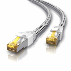 Primewire Patchkabel CAT 7 Rohkabel mit Baumwollummantelung - Gigabit Ethernet LAN Kabel - 10 Gbit/s - S/FTP PIMF Schirmung - Netzwerkkabel - 10m Image