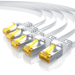 Primewire 5x LAN-Kabel CAT.7, RJ-45 (Ethernet), CAT 7 Flachband U/FTP Gigabit Netzwerkkabel 10 Gbit/s Patchkabel - 0,25m Image