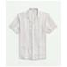 Brooks Brothers Men's Irish Linen Short Sleeve Camp Collar Striped Sport Shirt | Khaki | Size XS