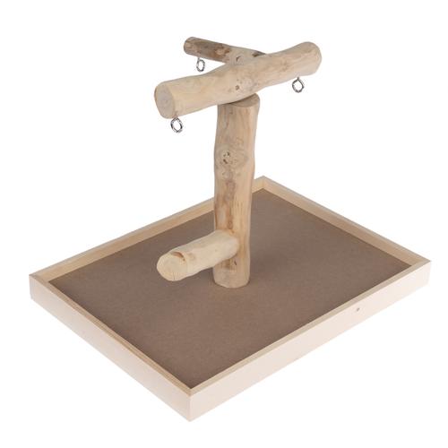 Perchoir pour perroquets TIAKI en bois de Java 40,5x31x31cm, accessoire pour cage