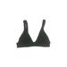 Swimsuit Top Black Solid V Neck Swimwear - Women's Size Small