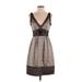 Anna Sui Casual Dress - A-Line V Neck Sleeveless: Brown Dresses - Women's Size 4