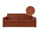 Canapé convertible velours côtelé terracotta, matelas 13cm, 140x190cm