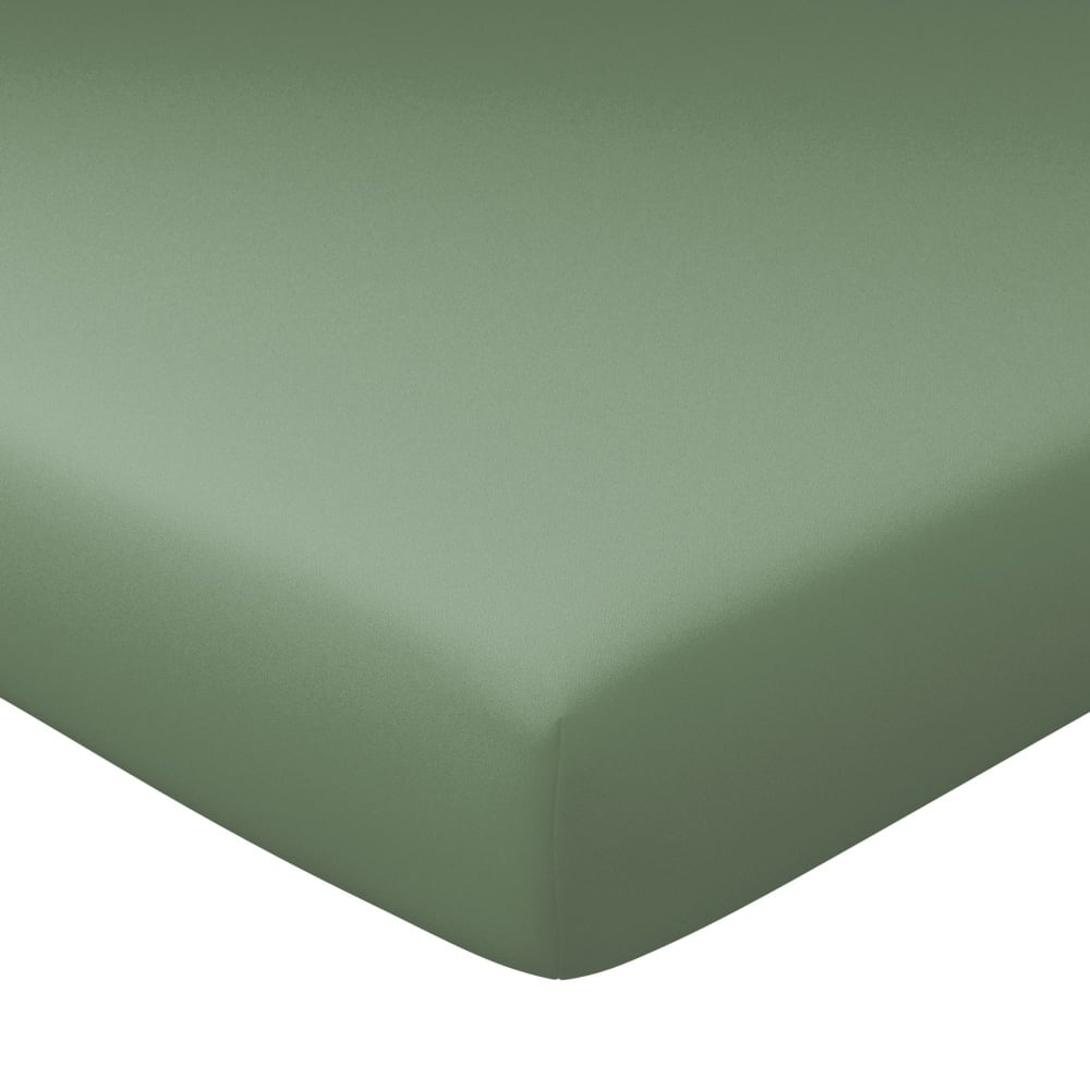 Drap-housse grand bonnet en coton vert lichen 160x200x40cm